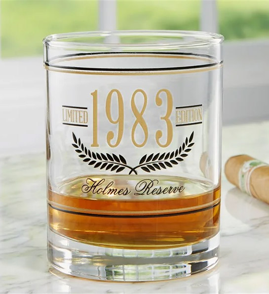 happy birthday wishes Aged To Perfection Personalized Birthday Whiskey Glass