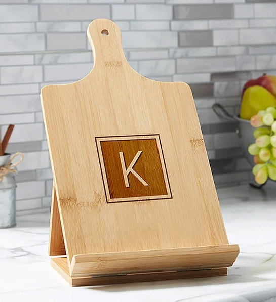 retirement gifts for women Personalized Bamboo Cookbook Stand