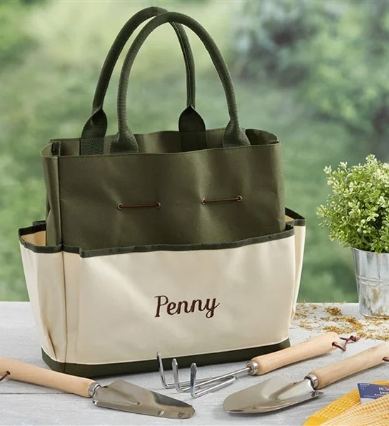 retirement gifts for women Personalized Garden Tote and Tools