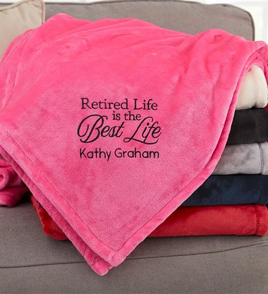 retirement gifts for women Personalized Pink Fleece Blanket