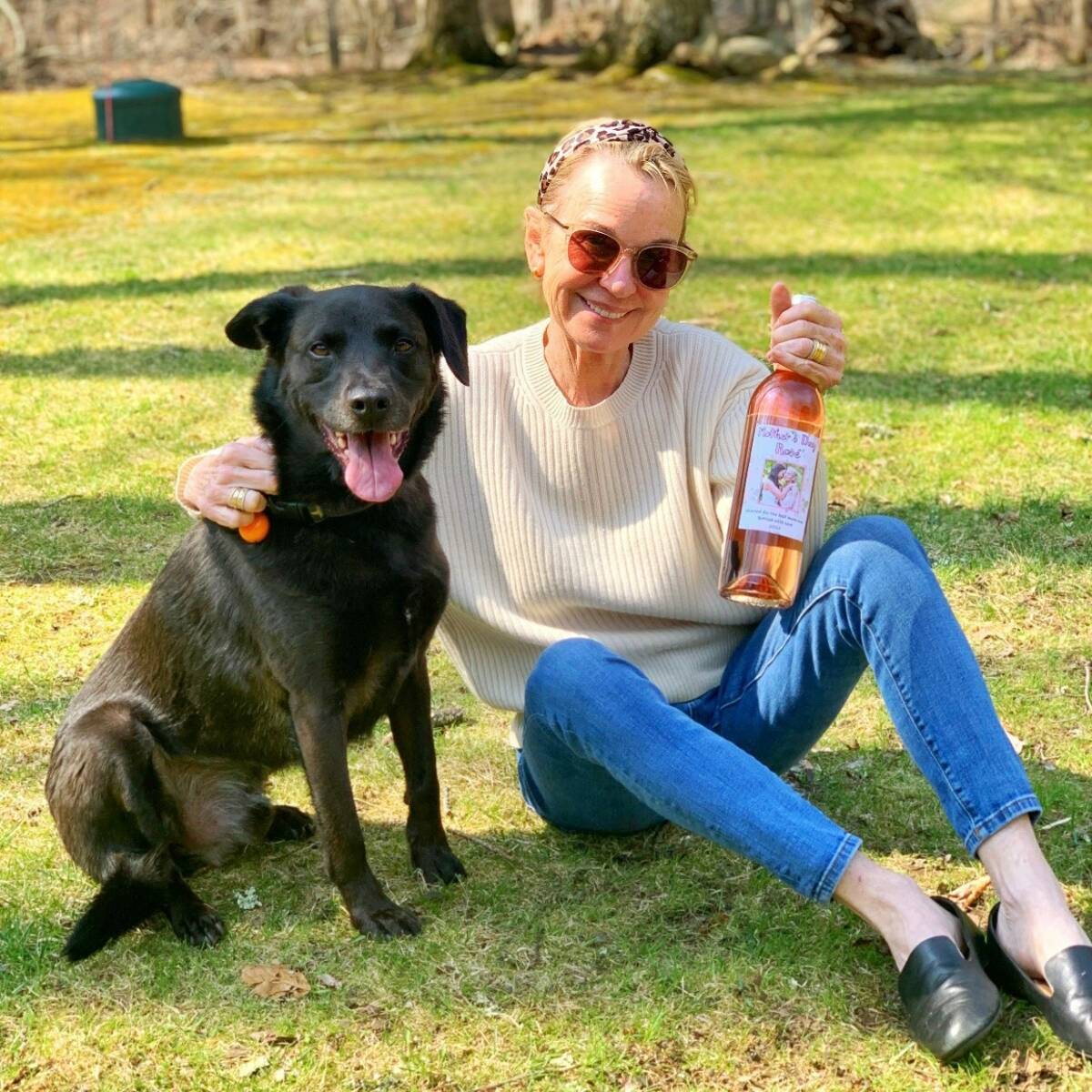 Mothers Day DIY Gifts mom with wine and dog