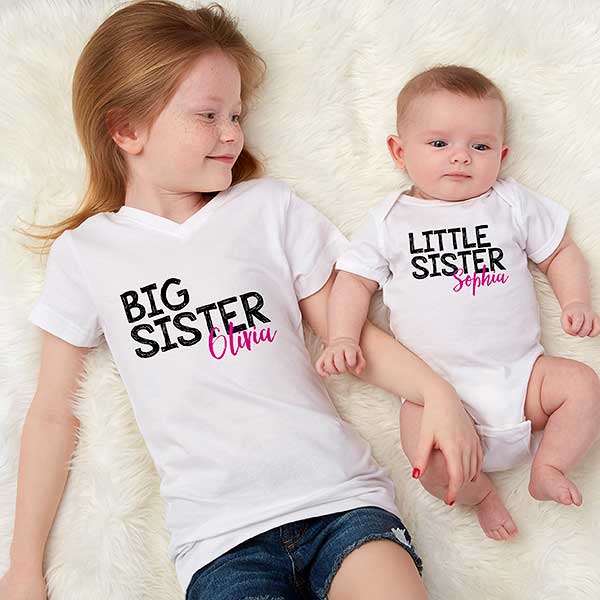 what is a baby sprinkle Big Sister Little Sister Personalized Toddler T Shirt