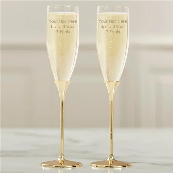 50th birthday ideas Personalized Gold Flute Set