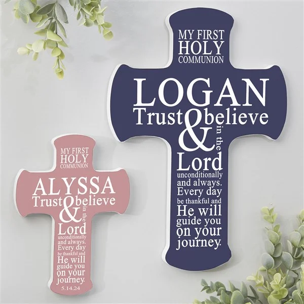 fierst communion messages Personalized Cross