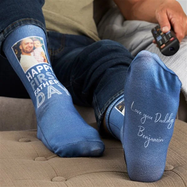 first time dad gifts Personalized Photo Socks