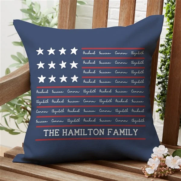 fourth of july gifts Flag Personalized Outdoor Throw Pillow