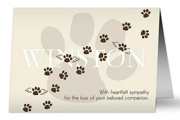 pet sympathy card messages pawprints to heaven personalized card 1