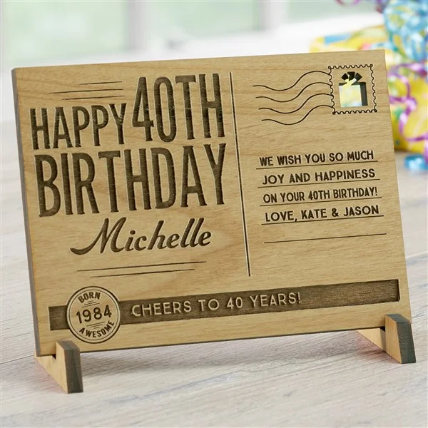 40th birthday gift ideas Personalized Wood Postcard