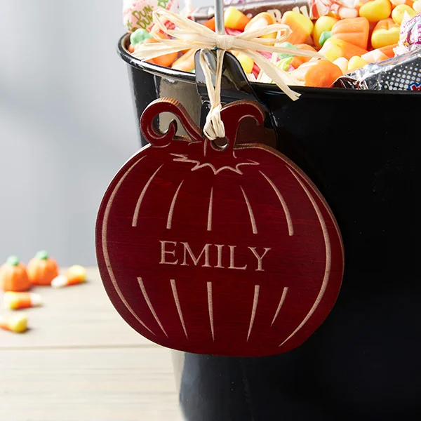 halloween gift ideas Wood Pumpkin Tag