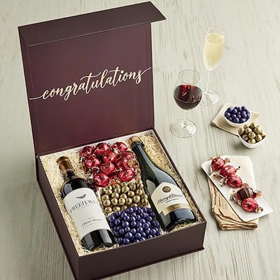 work anniversary wishes Congratulations Gift with Wine